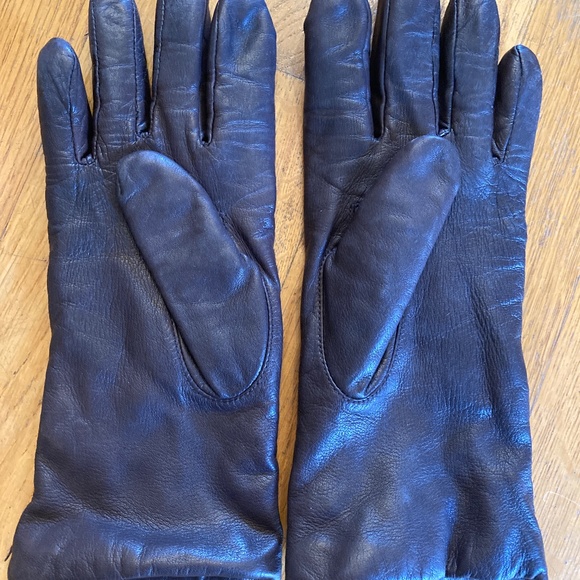 Leather and cashmere lined brown gloves - Picture 2 of 4